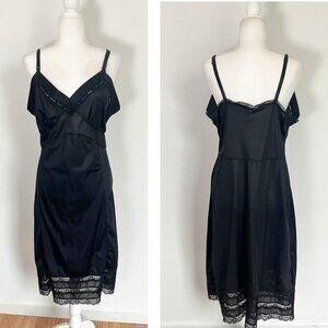 Velrose Black Slip Dress Lace Spaghetti Strap Sexy Classic lingerie Size 38